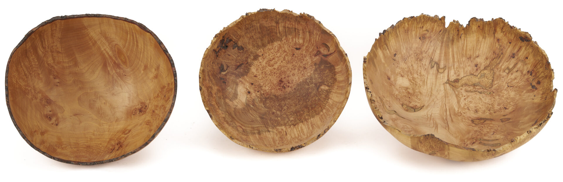 Lot 425: 5 Steve Noggle Signed Burl Bowls, Figured Maple & Spalted Ambrosia