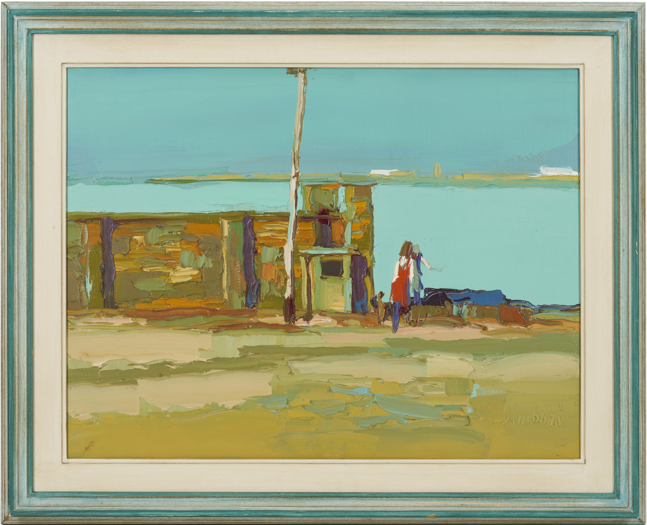 Lot 428: Nicola Simbari O/C Painting, In Riva al Mare