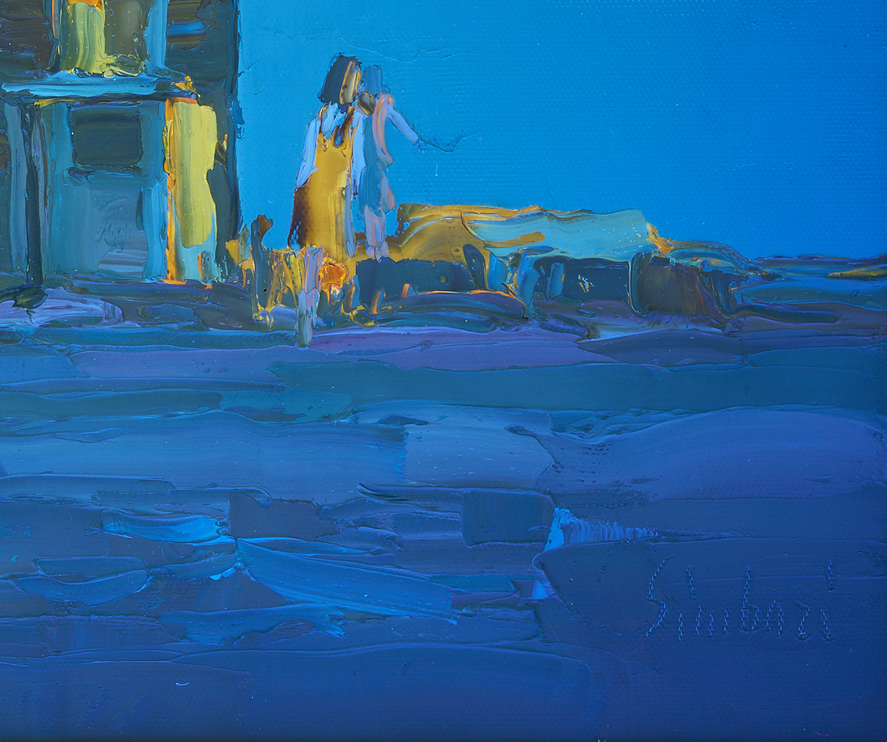 Lot 428: Nicola Simbari O/C Painting, In Riva al Mare
