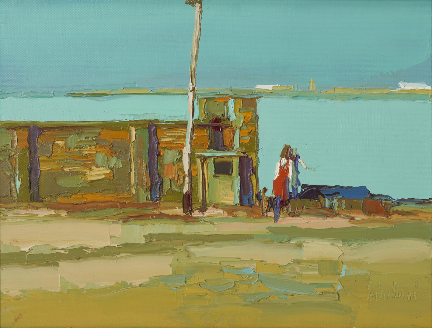 Lot 428: Nicola Simbari O/C Painting, In Riva al Mare