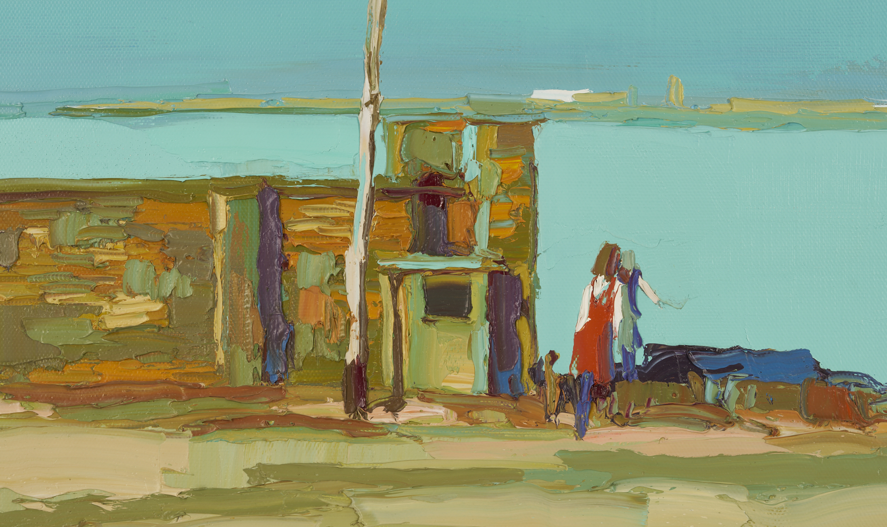 Lot 428: Nicola Simbari O/C Painting, In Riva al Mare