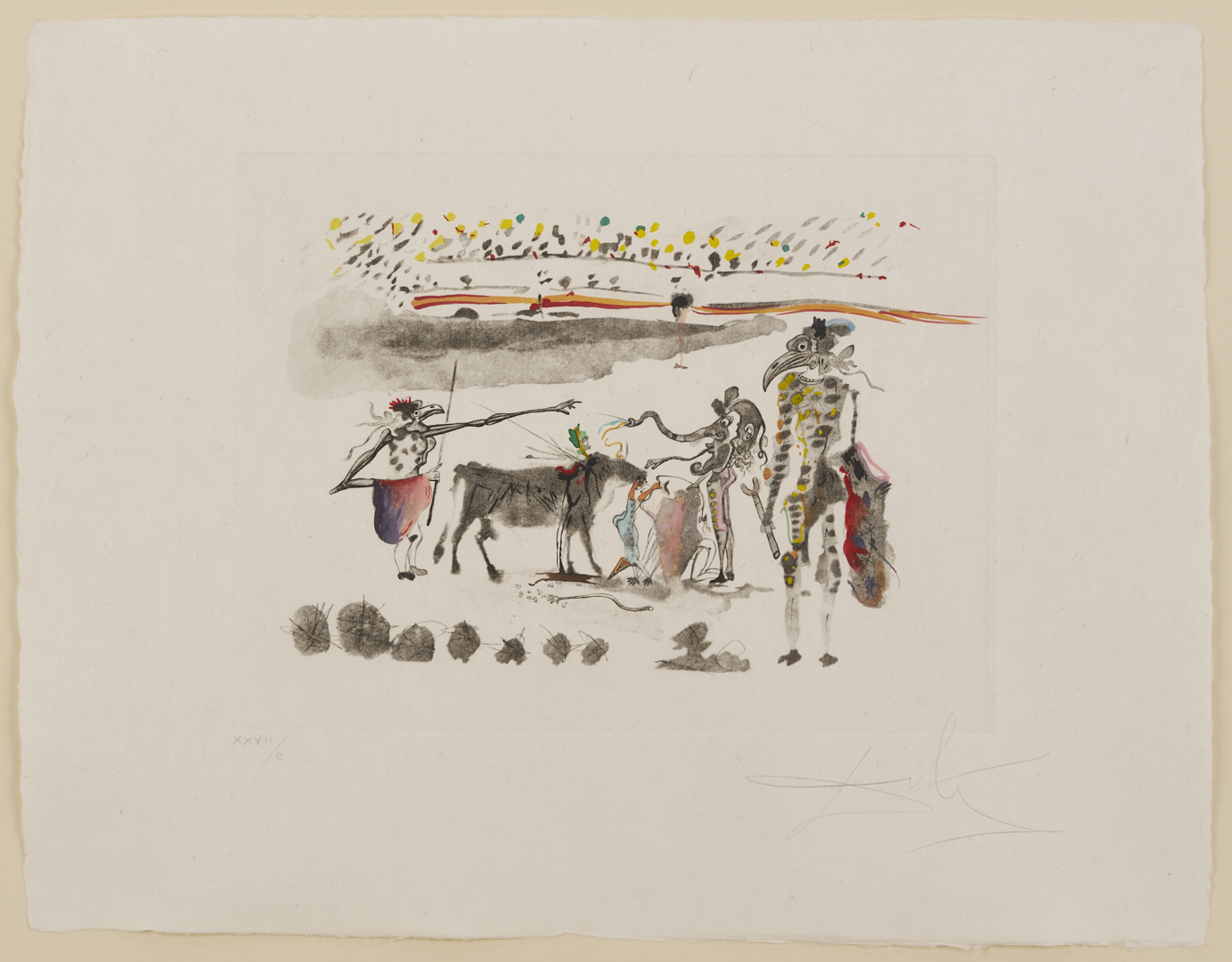 Lot 432: Salvador Dali Signed Etching, The Parrots from Surrealist Bullfighting