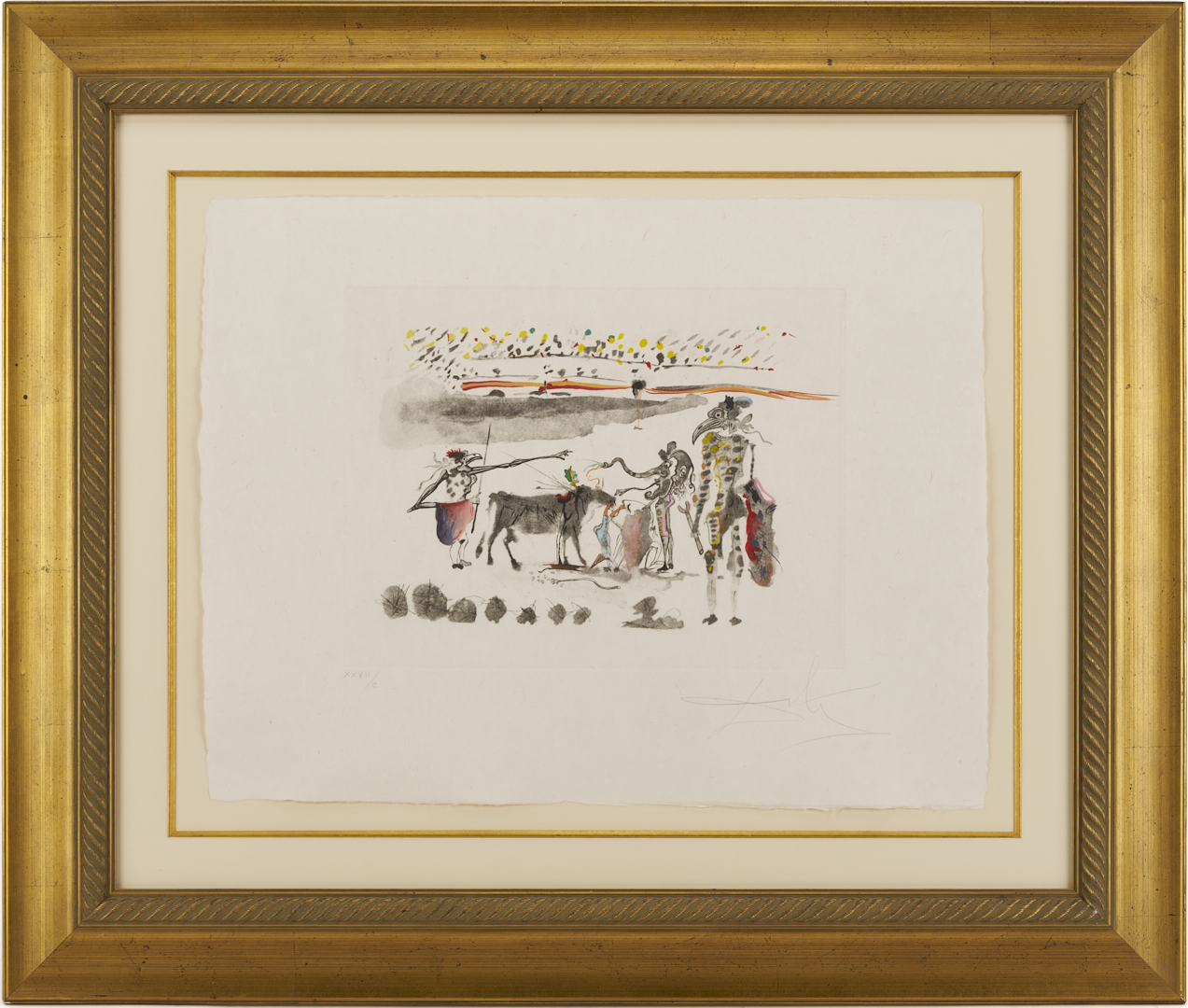 Lot 432: Salvador Dali Signed Etching, The Parrots from Surrealist Bullfighting