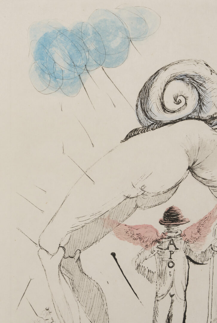 Lot 433: Salvador Dali Signed Etching, Nude w/ Snail from Poemes Secrets