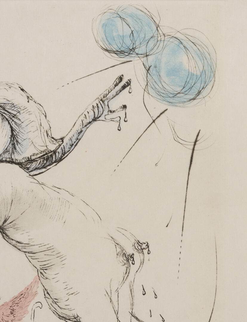 Lot 433: Salvador Dali Signed Etching, Nude w/ Snail from Poemes Secrets
