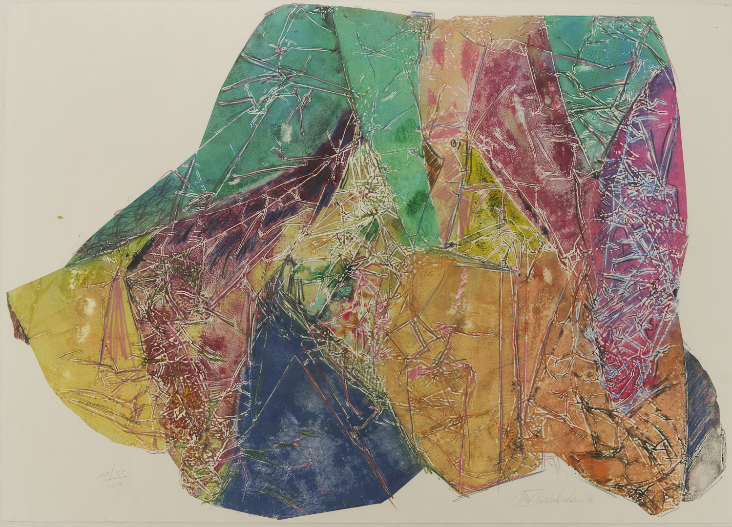 Lot 438: Large John Chamberlain Monotype, T.V. Christmas IMP/CP 1314