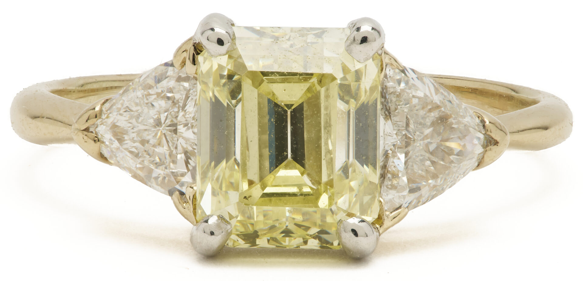 Lot 43: 14K & Platinum 2 Carat Fancy Yellow Diamond Ring, GIA Report