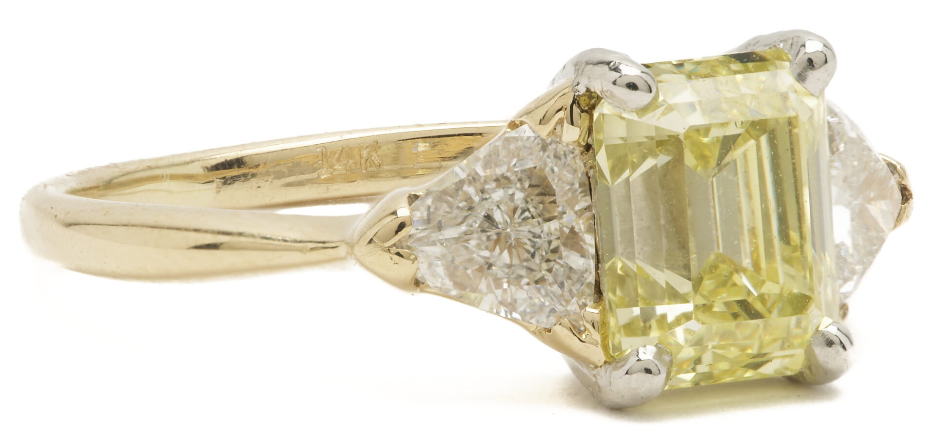 Lot 43: 14K & Platinum 2 Carat Fancy Yellow Diamond Ring, GIA Report