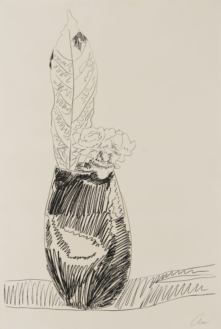 Lot 440: Andy Warhol Signed Screenprint, Flowers (Black and White)