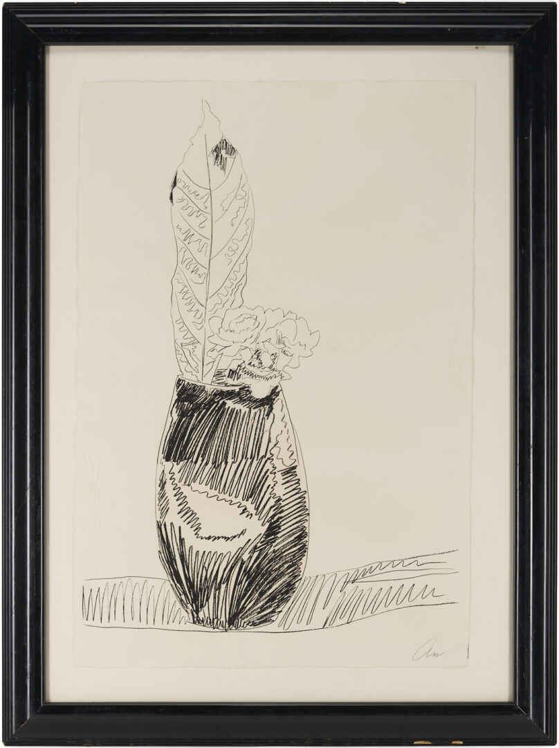 Lot 440: Andy Warhol Signed Screenprint, Flowers (Black and White)