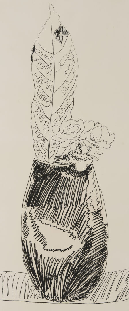 Lot 440: Andy Warhol Signed Screenprint, Flowers (Black and White)