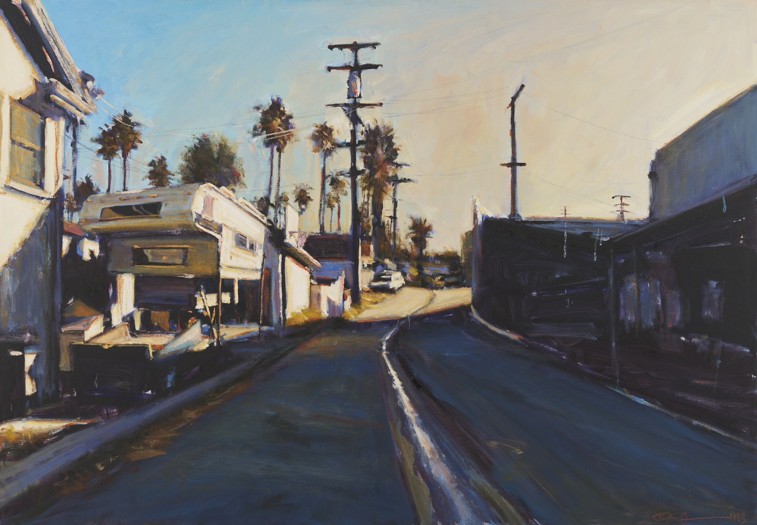 Lot 445: Suong Yangchareon O/C LA Street Scene Painting, 1993, Hoop