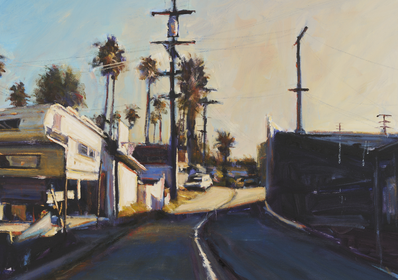 Lot 445: Suong Yangchareon O/C LA Street Scene Painting, 1993, Hoop