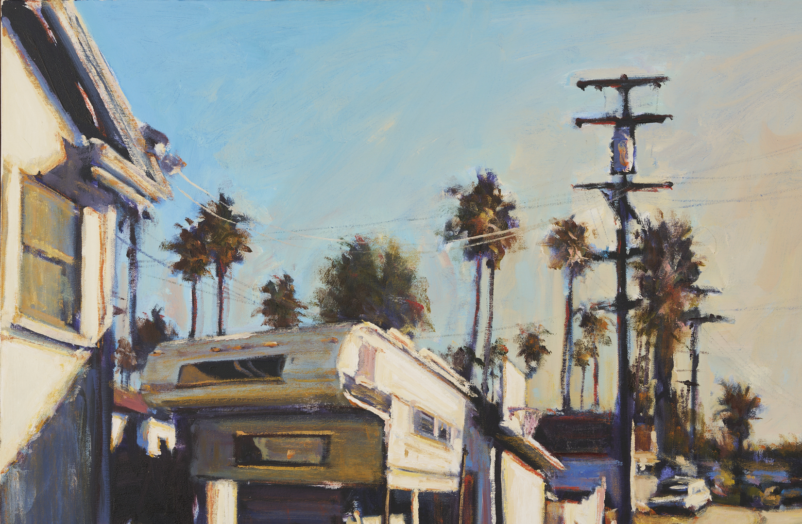 Lot 445: Suong Yangchareon O/C LA Street Scene Painting, 1993, Hoop