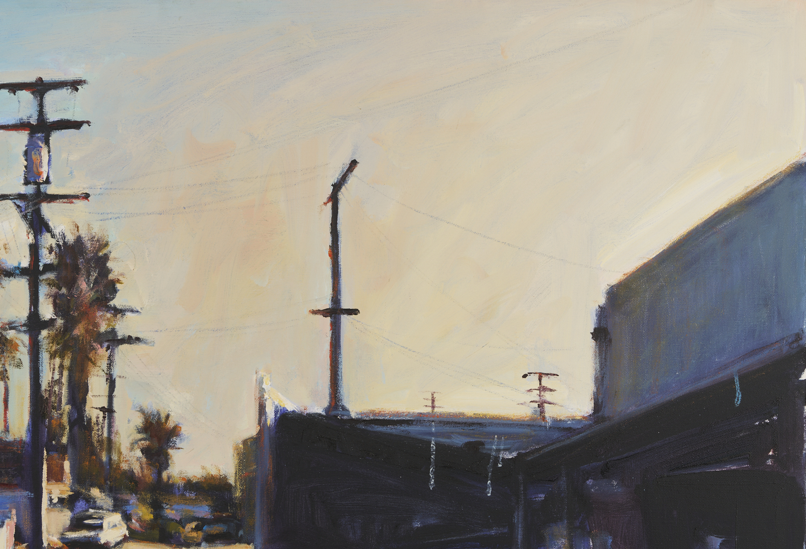 Lot 445: Suong Yangchareon O/C LA Street Scene Painting, 1993, Hoop