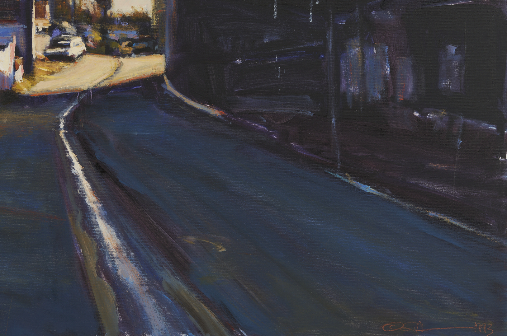 Lot 445: Suong Yangchareon O/C LA Street Scene Painting, 1993, Hoop
