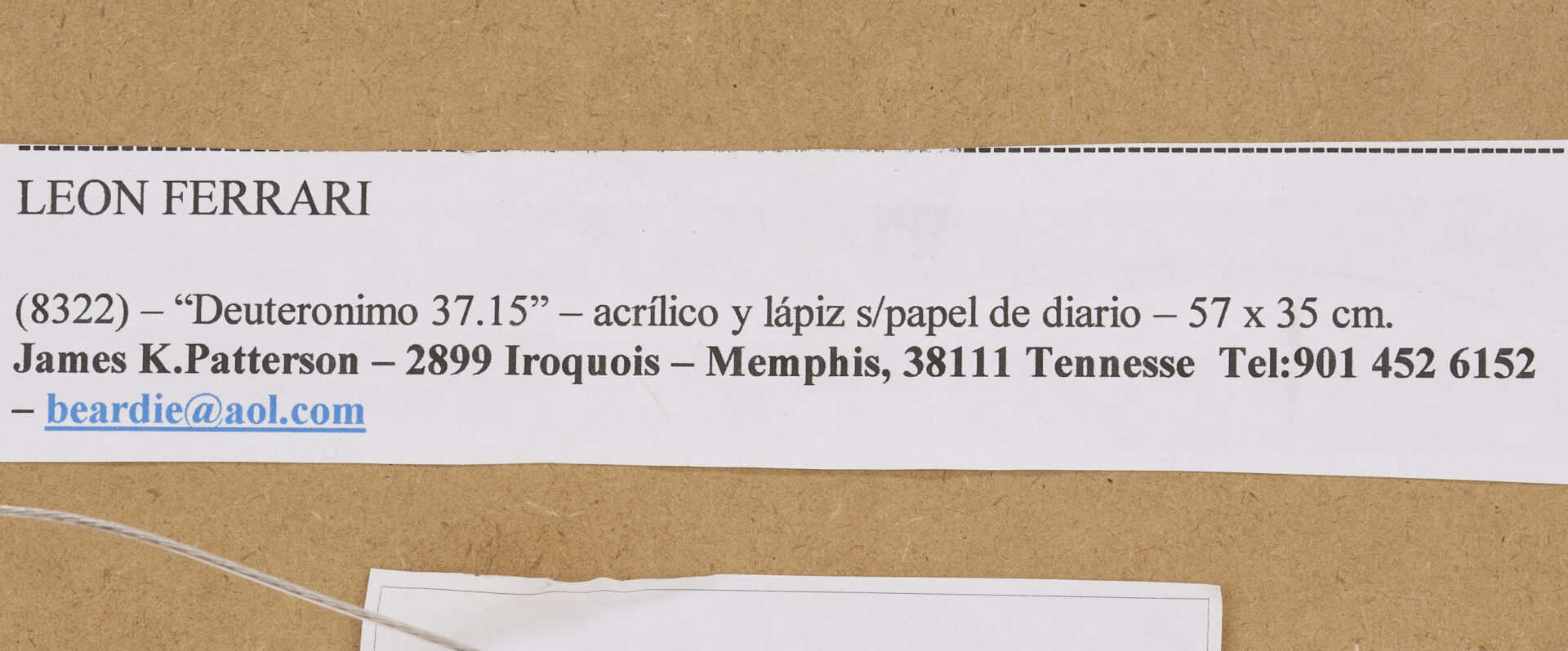 Lot 447: Leon Ferrari Conceptual Painting on Newspaper, Deuteronimo