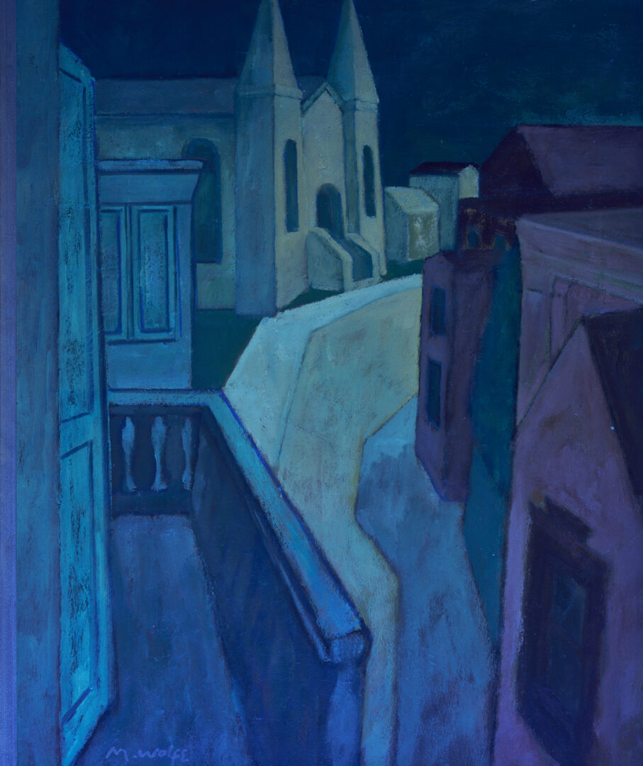 Lot 453: Meyer Wolfe O/C, Modernist Street Scene