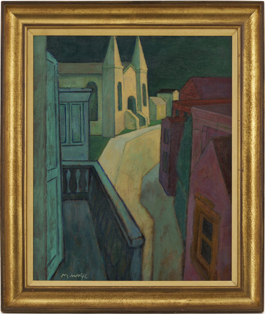 Lot 453: Meyer Wolfe O/C, Modernist Street Scene