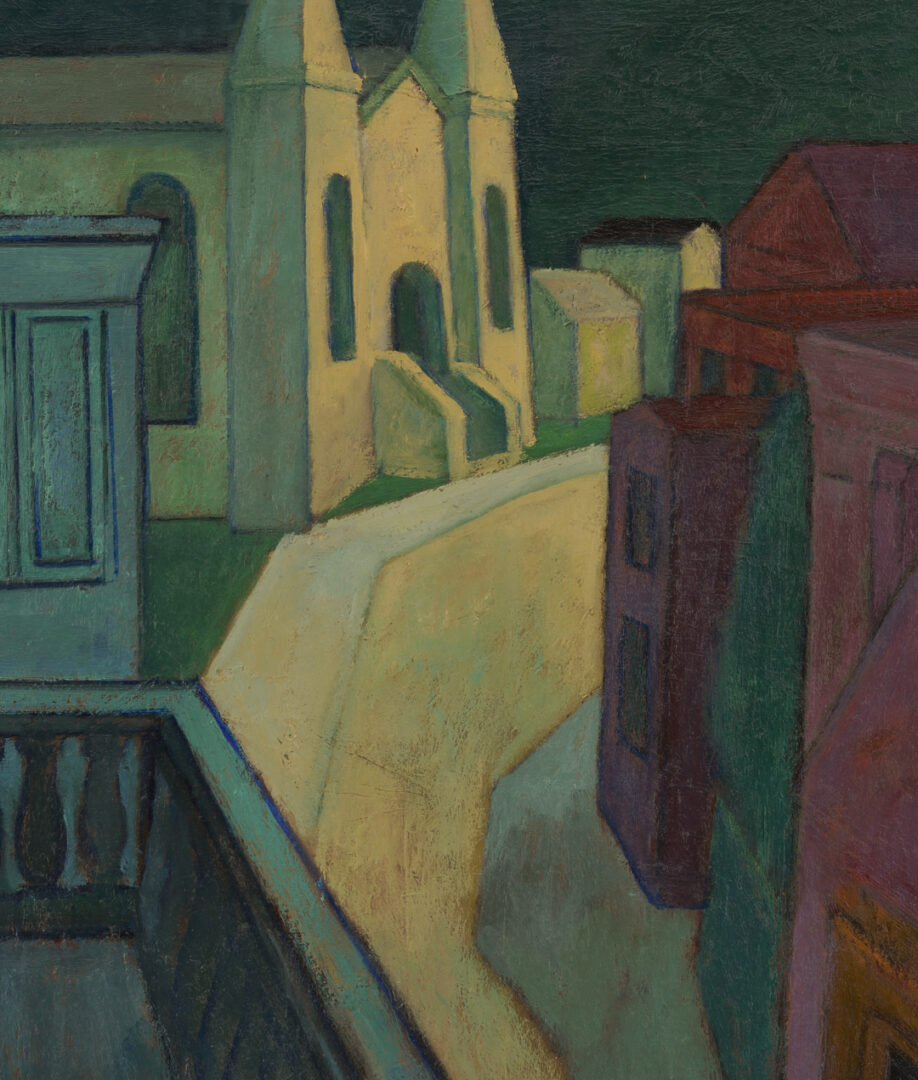 Lot 453: Meyer Wolfe O/C, Modernist Street Scene