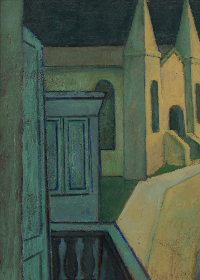 Lot 453: Meyer Wolfe O/C, Modernist Street Scene