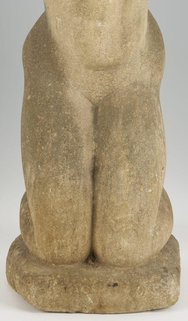 Lot 454: Attrib. Puryear Mims, Limestone Sculpture of Kneeling Woman