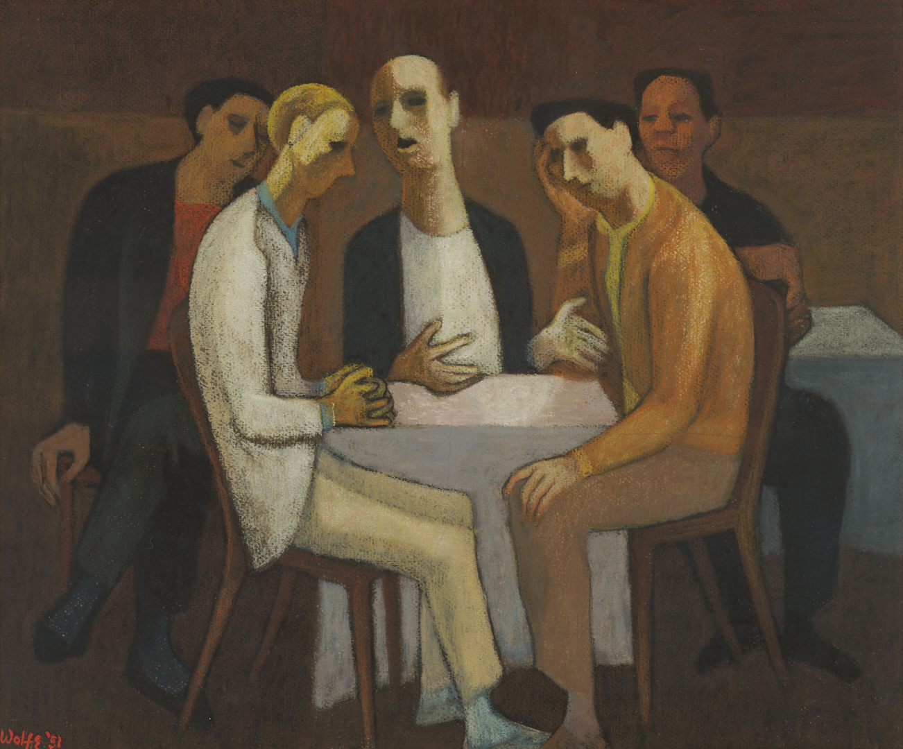 Lot 458: Meyer Wolfe Exhibited Pastel, Conversation (The Socialists)