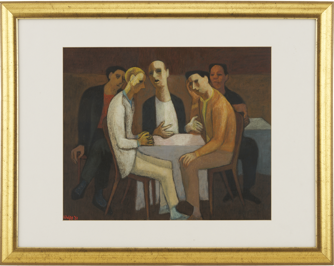 Lot 458: Meyer Wolfe Exhibited Pastel, Conversation (The Socialists)