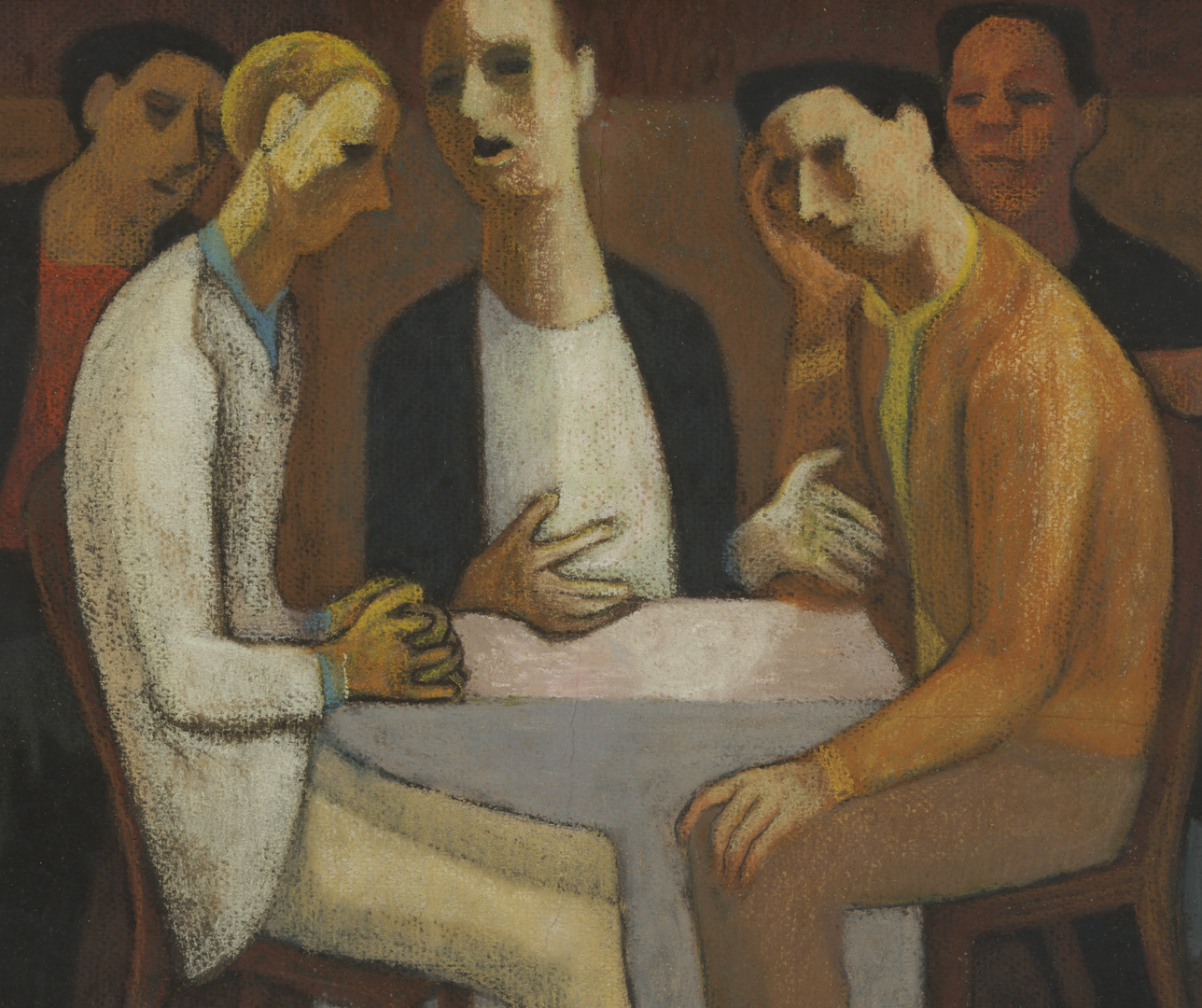 Lot 458: Meyer Wolfe Exhibited Pastel, Conversation (The Socialists)