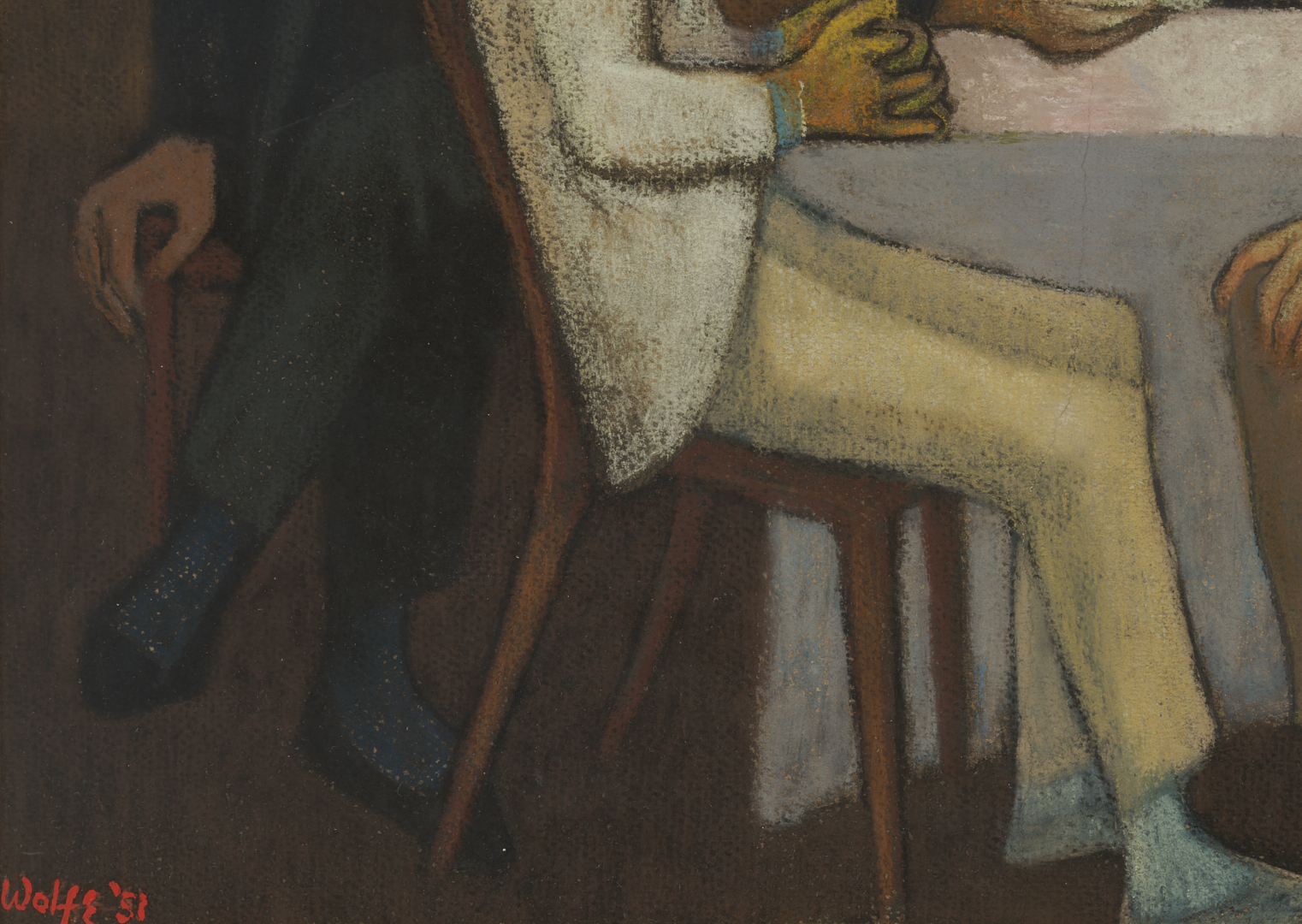 Lot 458: Meyer Wolfe Exhibited Pastel, Conversation (The Socialists)