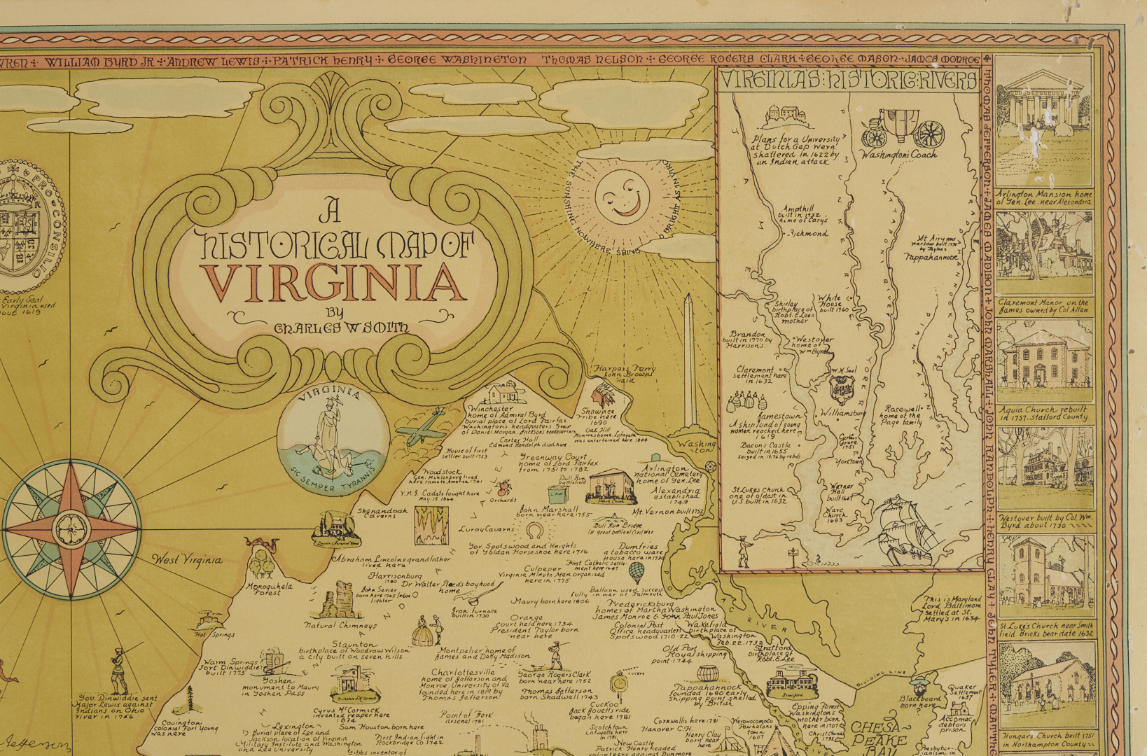 Lot 459: Charles Smith Abstract Block Painting Plus Virginia Map, Signed 32 Woodcuts Book, & Animal Fare Book