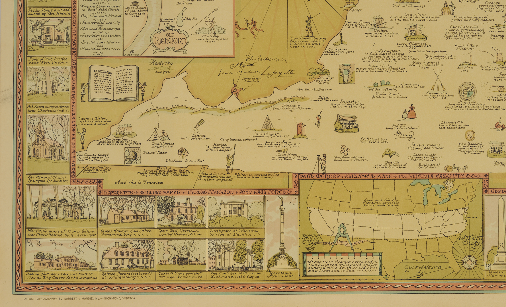Lot 459: Charles Smith Abstract Block Painting Plus Virginia Map, Signed 32 Woodcuts Book, & Animal Fare Book