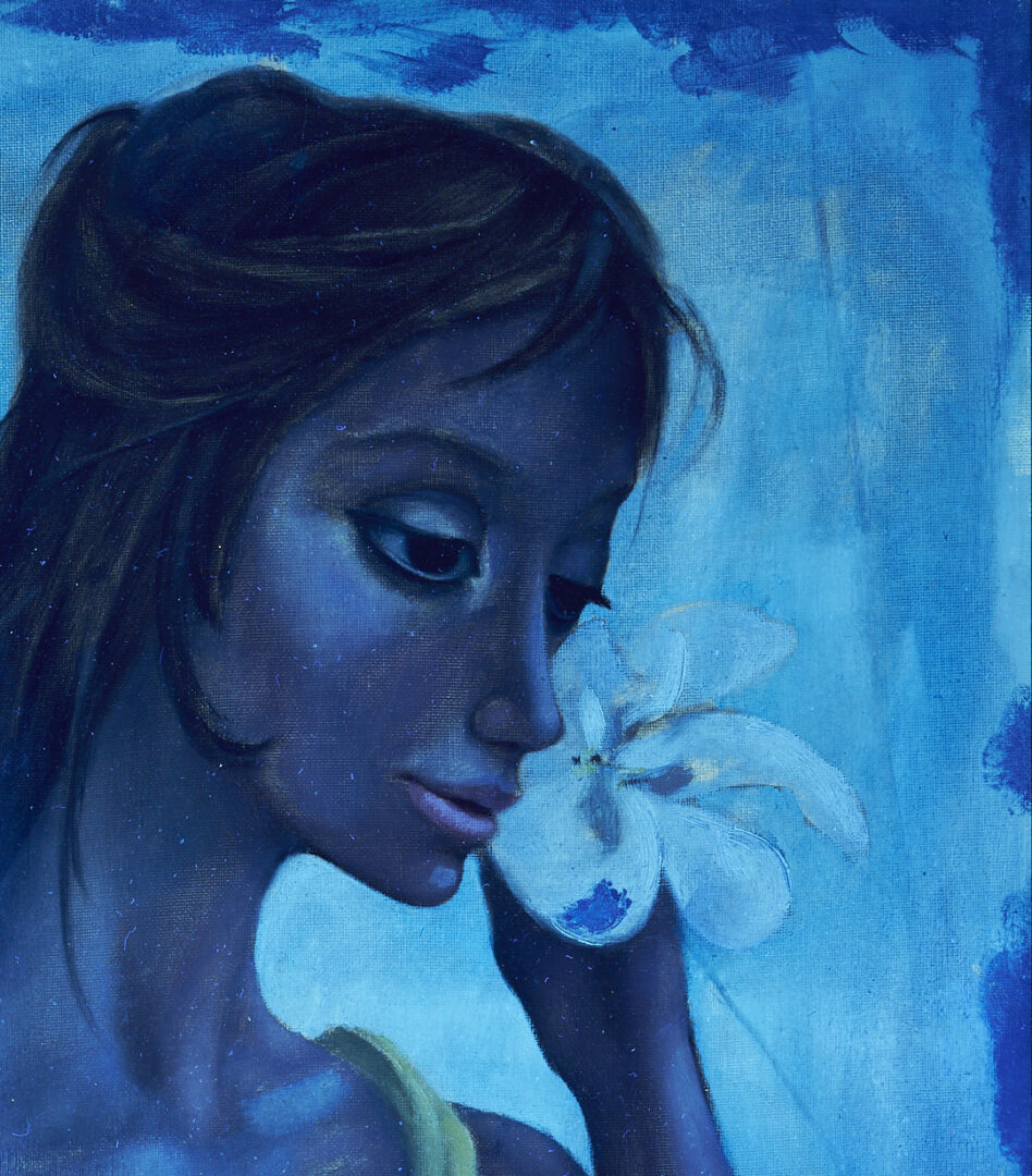 Lot 461: Margaret Keane Big Eyes O/C Painting, 1961, “Sound of Fragrance”