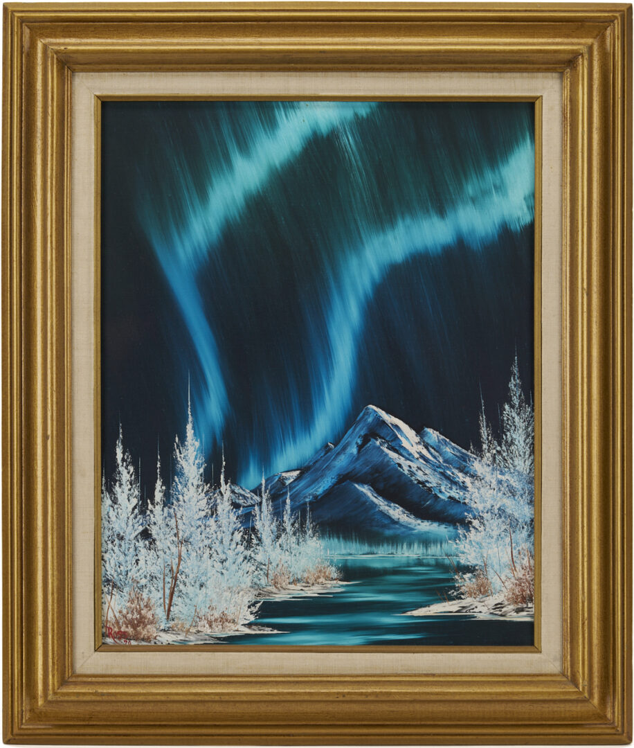 Lot 463: Bob Ross Original Oil Painting, Northern Lights, Authenticated
