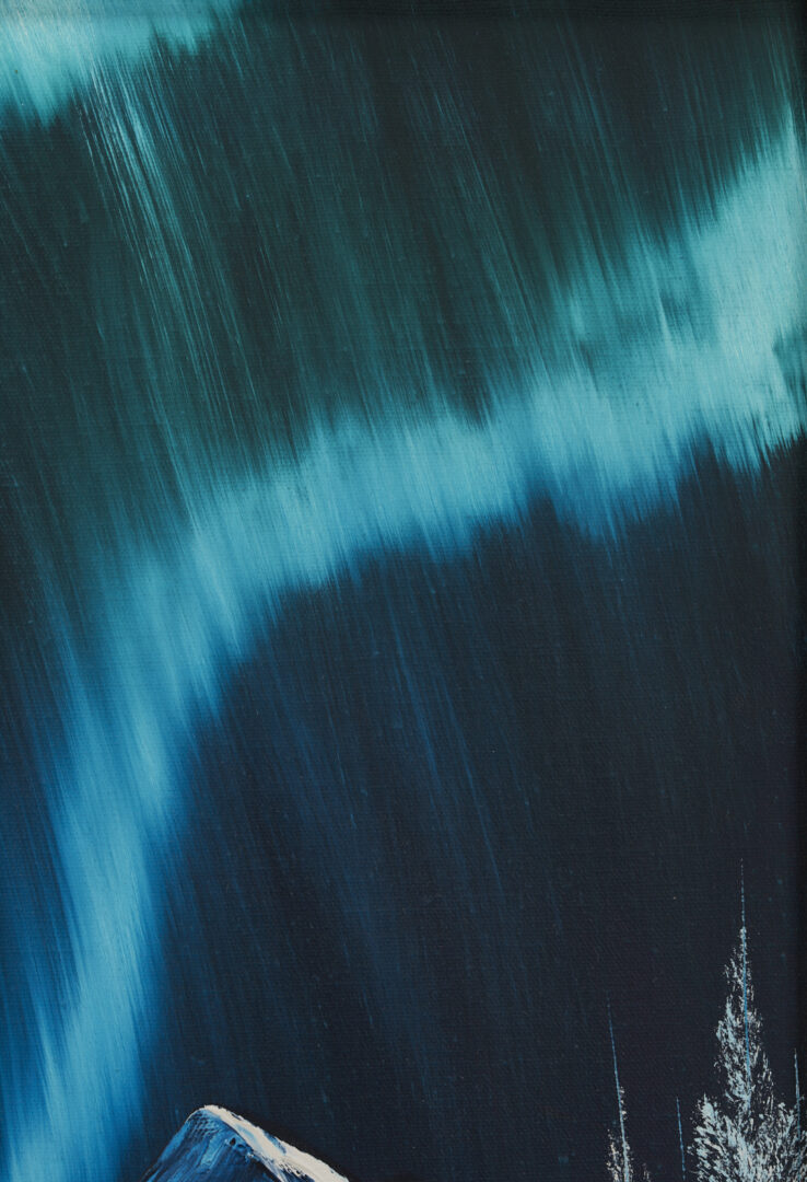 Lot 463: Bob Ross Original Oil Painting, Northern Lights, Authenticated