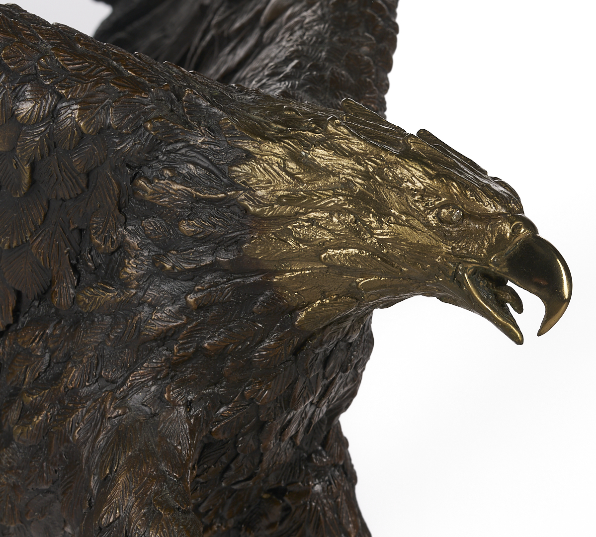 Lot 468: Laran Ghiglieri Bronze Sculpture, Nesting Eagle; Gemstone Eyes