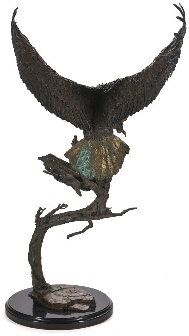 Lot 468: Laran Ghiglieri Bronze Sculpture, Nesting Eagle; Gemstone Eyes