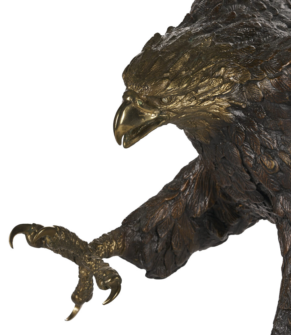 Lot 468: Laran Ghiglieri Bronze Sculpture, Nesting Eagle; Gemstone Eyes