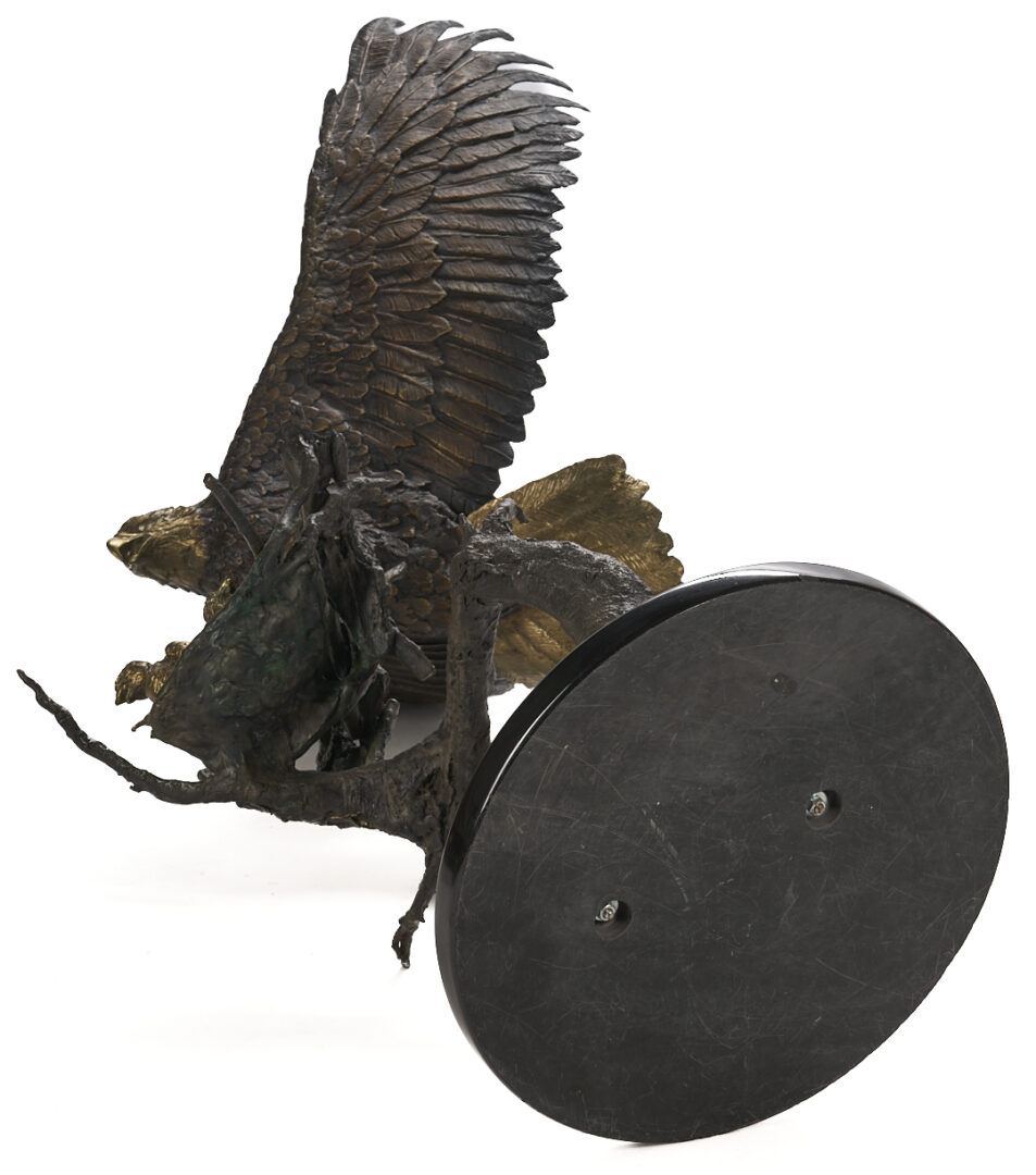 Lot 468: Laran Ghiglieri Bronze Sculpture, Nesting Eagle; Gemstone Eyes