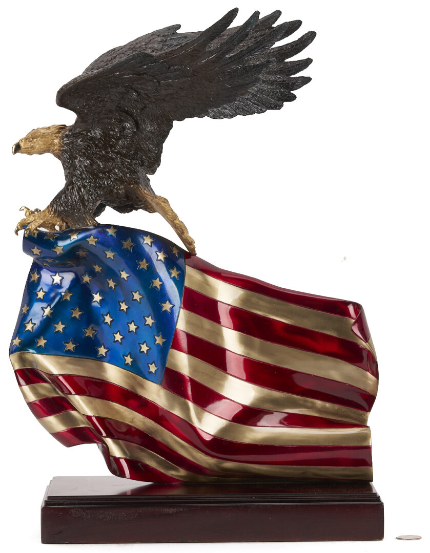Lot 469: Ghiglieri Bronze Eagle w/ Flag, Brave Glory