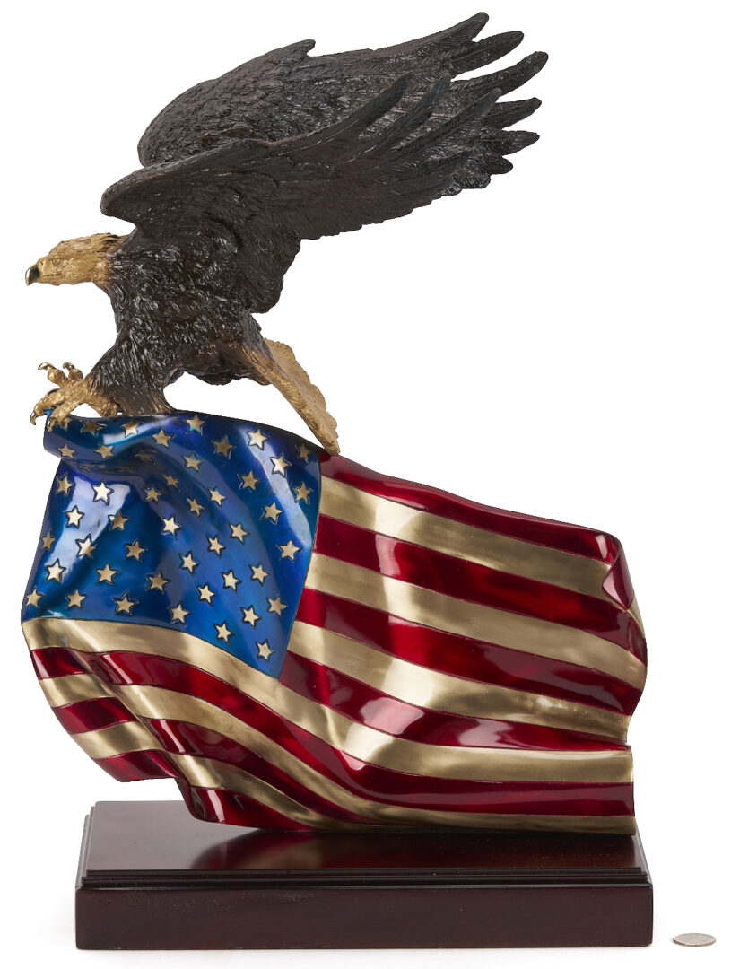 Lot 469: Ghiglieri Bronze Eagle w/ Flag, Brave Glory