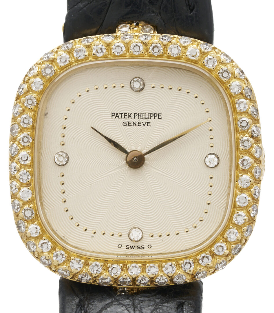 Lot 46: Ladies 18K Gold & Diamond Set Patek Phillipe Wrist Watch,  Model 4503