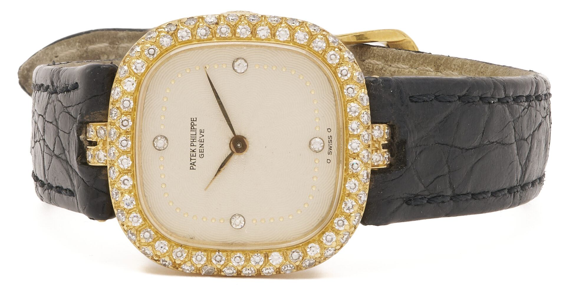 Lot 46: Ladies 18K Gold & Diamond Set Patek Phillipe Wrist Watch,  Model 4503