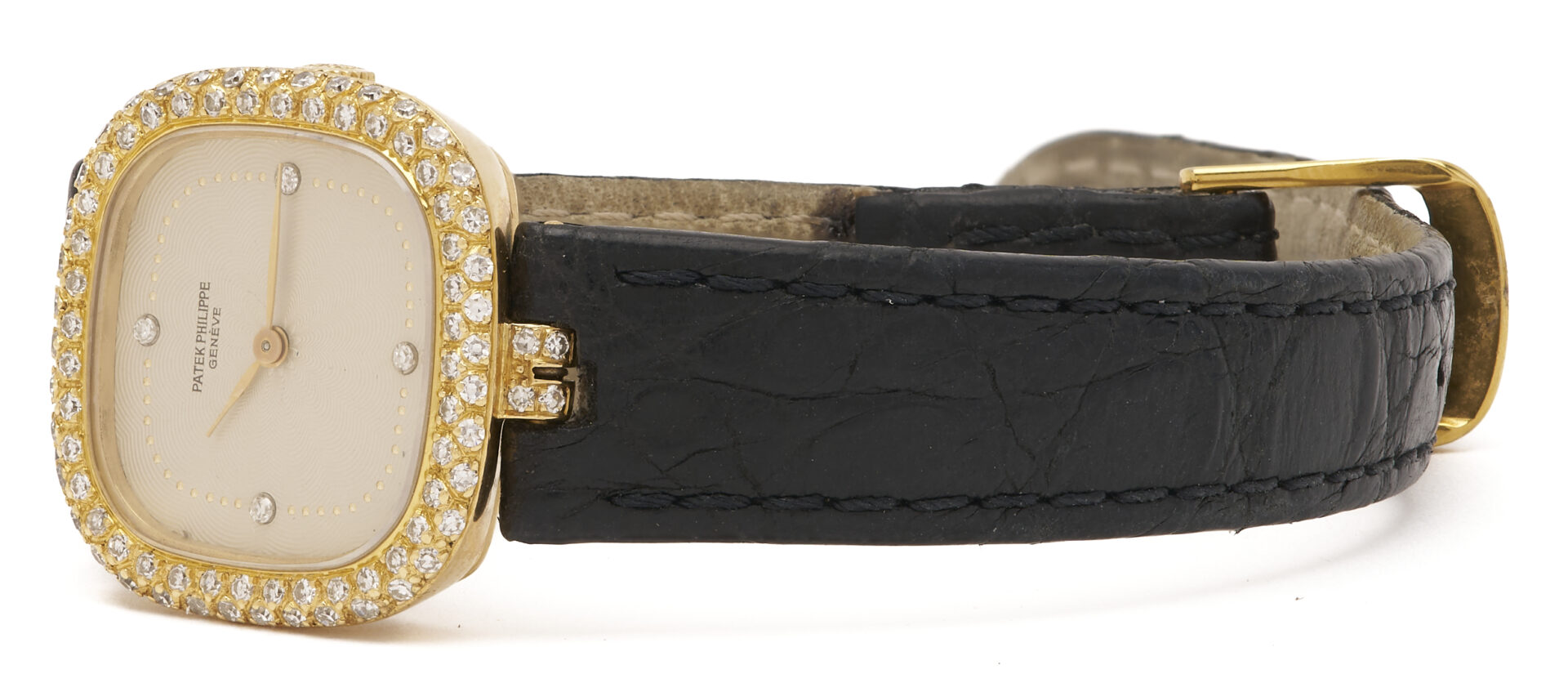 Lot 46: Ladies 18K Gold & Diamond Set Patek Phillipe Wrist Watch,  Model 4503