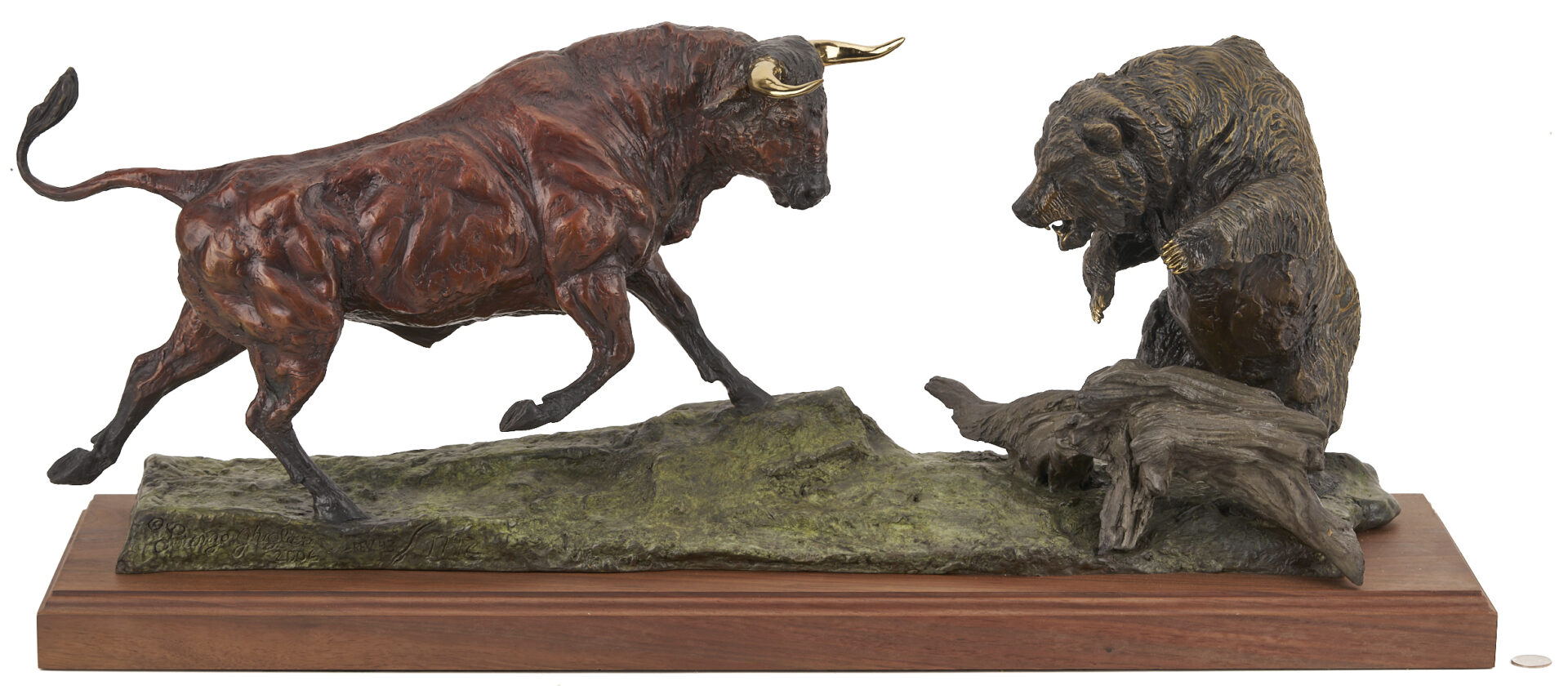 Lot 470: Lorenzo Ghiglieri Bronze Sculpture, Powerful Exchange