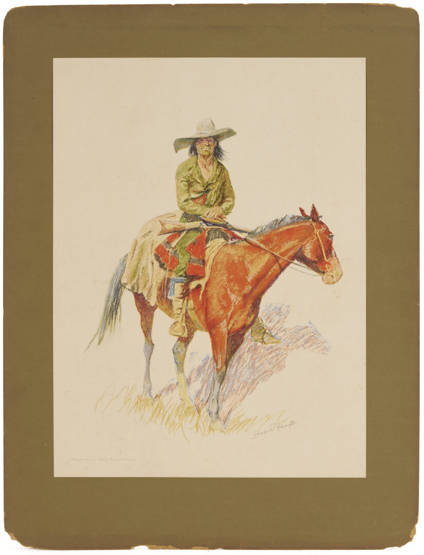 Lot 471: 2 Frederic Remington Lithographs from A Bunch of Buckskins, 1901