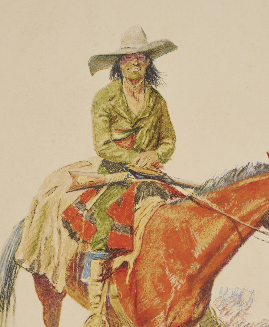 Lot 471: 2 Frederic Remington Lithographs from A Bunch of Buckskins, 1901