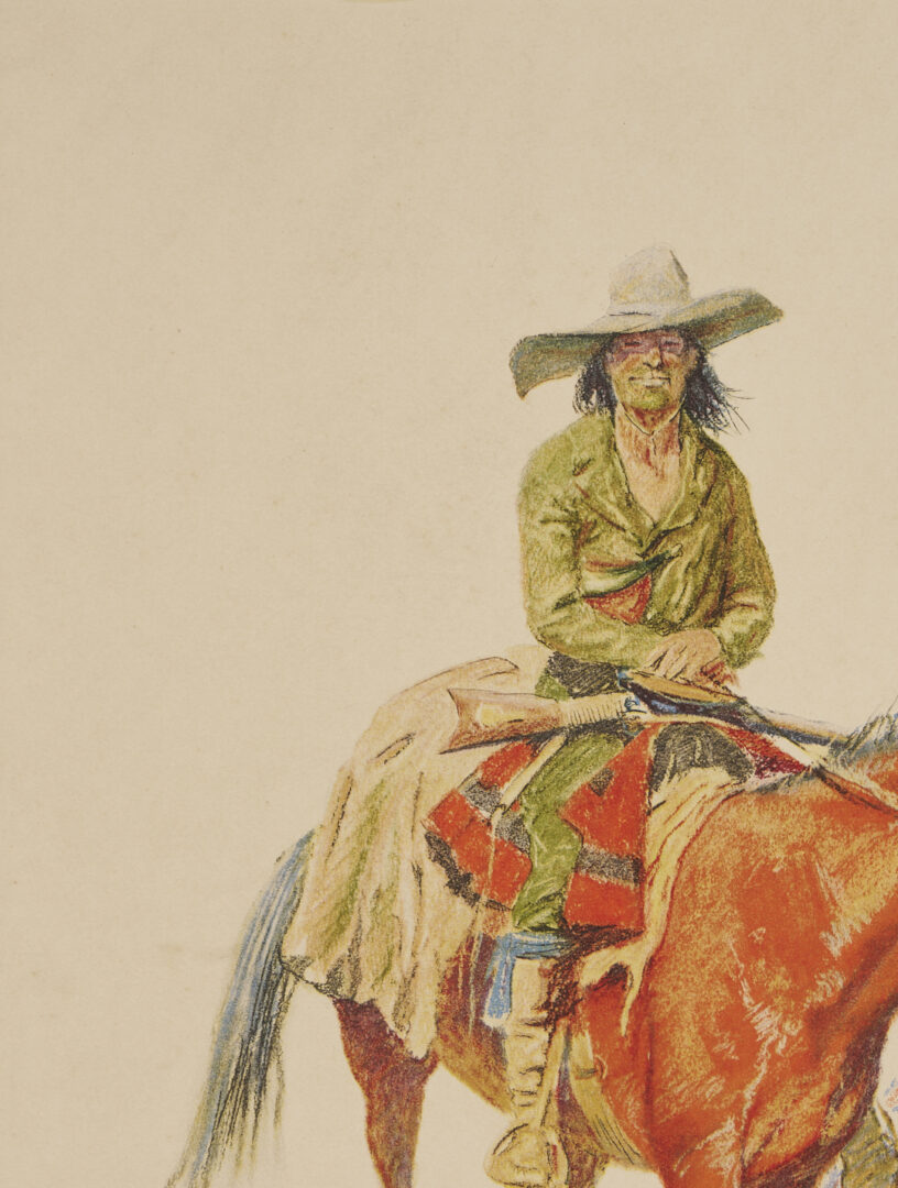 Lot 471: 2 Frederic Remington Lithographs from A Bunch of Buckskins, 1901