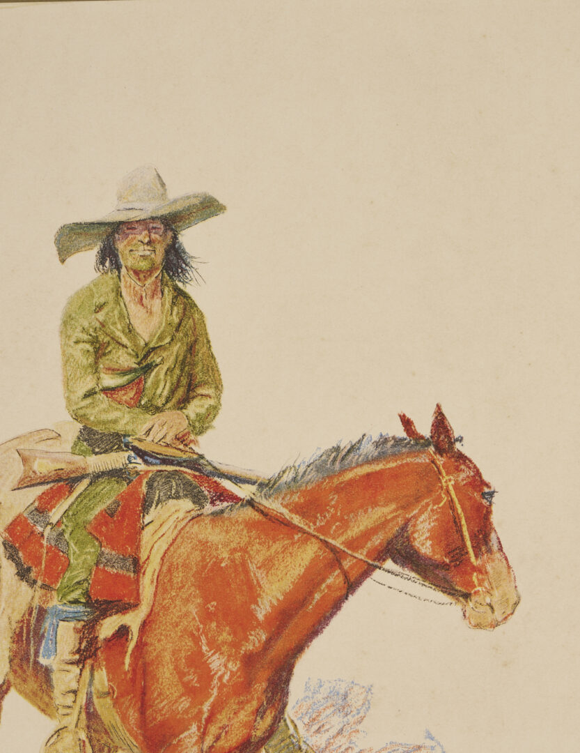 Lot 471: 2 Frederic Remington Lithographs from A Bunch of Buckskins, 1901