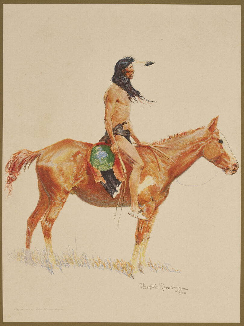 Lot 471: 2 Frederic Remington Lithographs from A Bunch of Buckskins, 1901